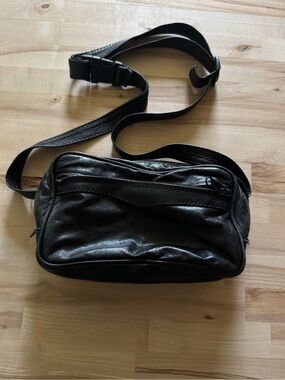 Black leather cross body bag